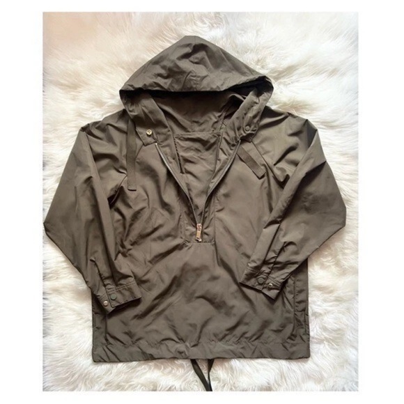 New! REISS London Jenna Short Hooded Parka Windbreaker Jacket in Khaki - Picture 9 of 13